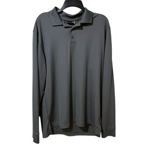 UNDER ARMOUR gray Heat Gear loose for long sleeved polo shirt men’s size Large